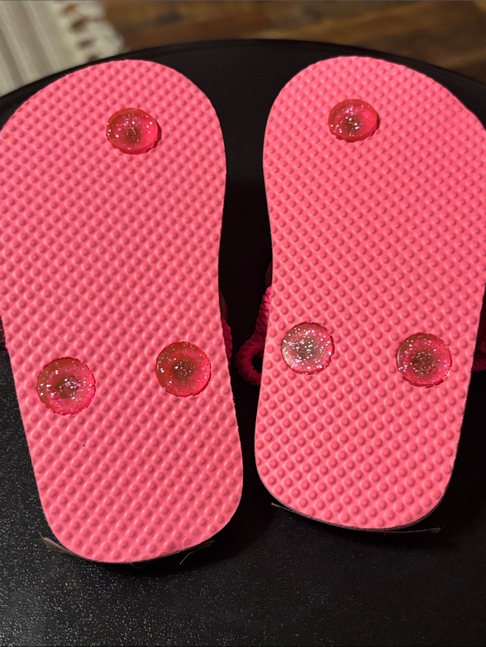 Girls Rainbow Stripe Sandals with Pink Glitter Bow - Picture 4 of 10